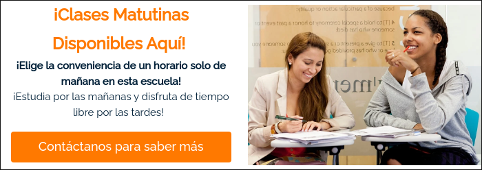 ¡Clases Matutinas Disponibles Aquí!!  ¡Elige la conveniencia de un horario solo de mañana en esta escuela! ¡Estudia por las mañanas y disfruta de tiempo libre por las tardes!    